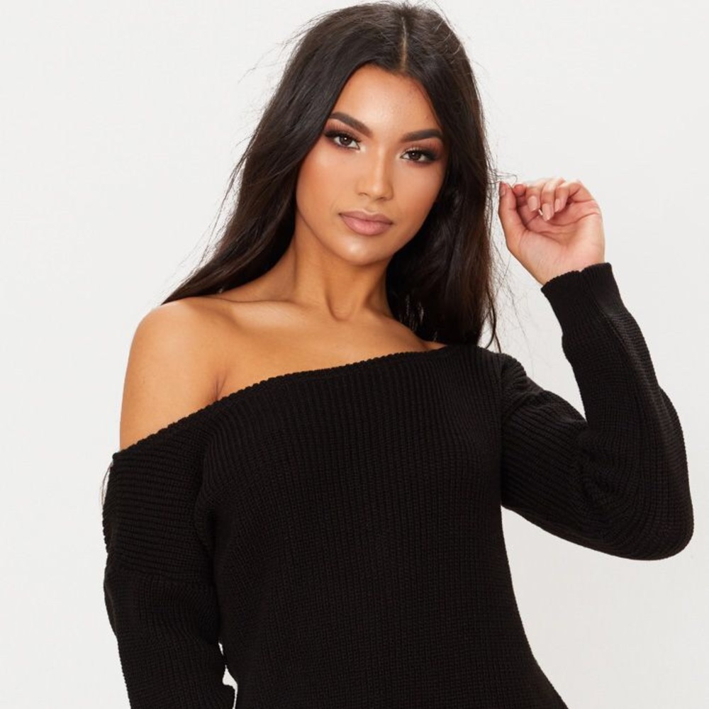 Blue Blush off the shoulder sweater dress M
